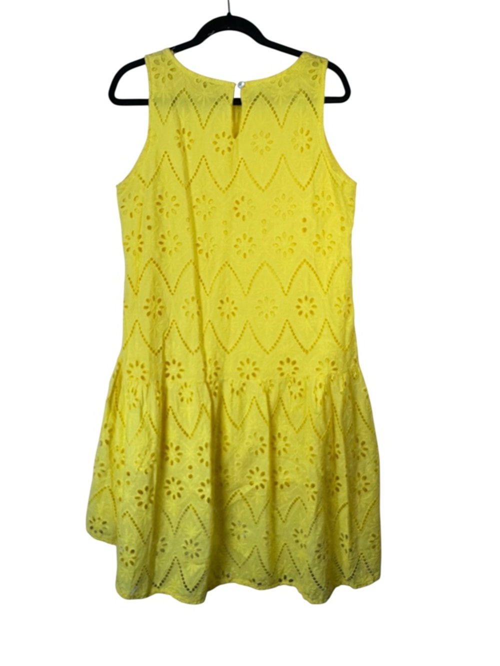Valentina Naldi Eyelet High Low Dress Yellow Sleeveless Resort Medium Coastal - Picture 7 of 15